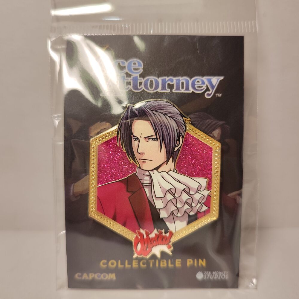 Ace Attorney Phoenix Wright Miles Edgeworth Enamel Pin Official Full Color Badge
